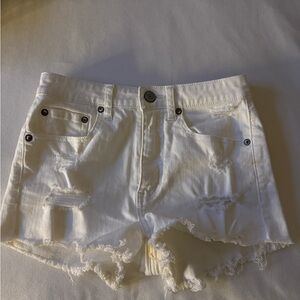 Aeropostale White Distressed Jean Shorts